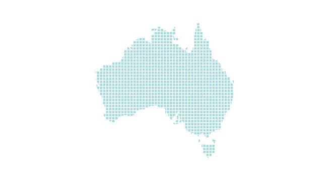 A light blue dotted representation of the continent and country of Australia high quality professional detailed