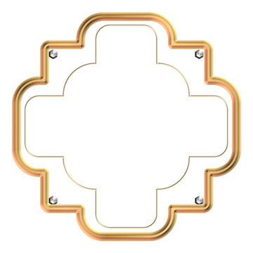 Luxury gold ornamental frame with scalloped shape, elegant decorative border isolated on white background vector SVG.