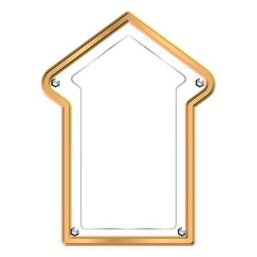 Luxury gold ornamental frame with scalloped shape, elegant decorative border isolated on white background vector SVG.