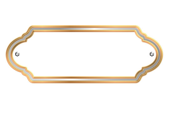 Luxury gold ornamental frame with scalloped shape, elegant decorative border isolated on white background vector SVG.