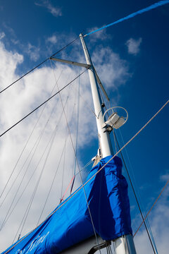 Views of the water and beaches on a catamaran sail boat on Sint Maarten island in the Caribbean Sea.