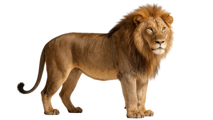 Portrait of a magnificent male lion with a thick mane standing proudly, side view © Lysander
