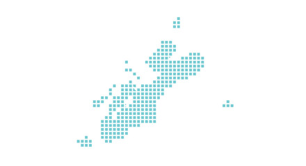Fototapeta premium A teal pixelated image depicting the rough outline of a bird in flight high quality professional
