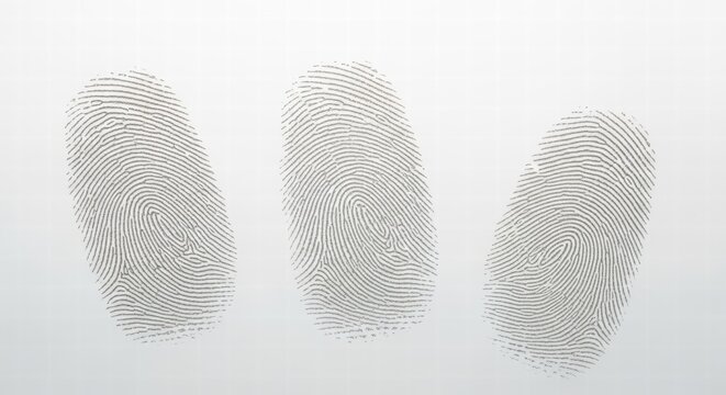 Three distinct fingerprint patterns displayed on a clean white background