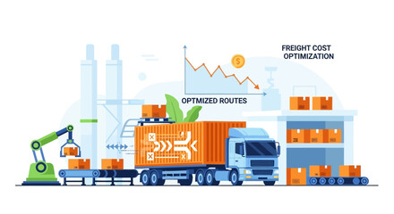 Obraz premium Freight Cost Optimization and Smart Logistics with Automated Supply Chain Management