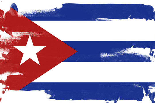 Official National Flag of Cuba Displaying Blue and White Stripes with a Red Triangle and a White Five pointed Star, Representing the Caribbean Island Nation