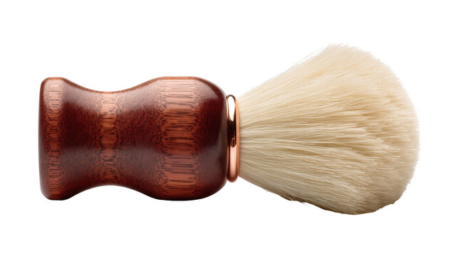 High-quality traditional men's shaving brush with a rich wooden handle and soft bristles