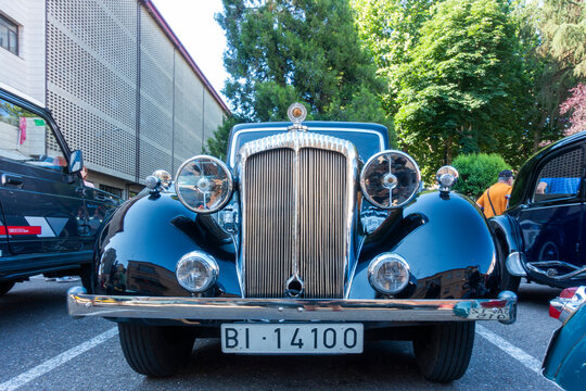 Bejar, Salamanca - 28 June, 2025: Hispano Suiza T60, Classic vintage car, close-up, Royal Automobile Club Associate