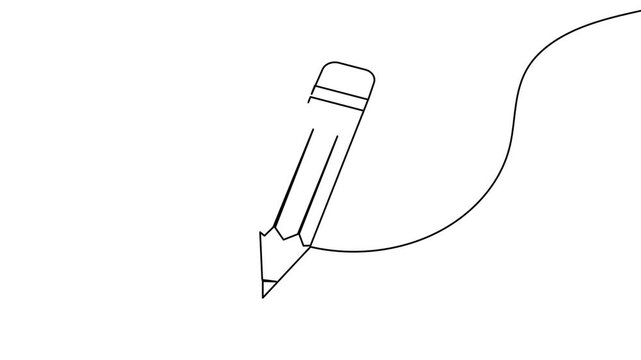 Pencil icon continuous one line drawing 4k animation video isolated on white background