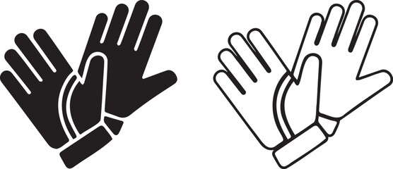 Obraz premium Protective work gloves icons, safety hand gear vector, industrial glove silhouette and line art