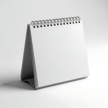 Desktop calendar with blank white pages on a plain background  office supplies
