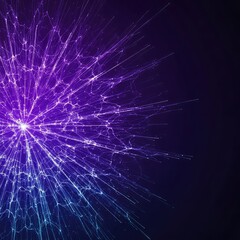 Complex digital energy field radiating profound vibrational force in deep indigo and violet colors, signifying cosmic resonance, purple, blue, texture