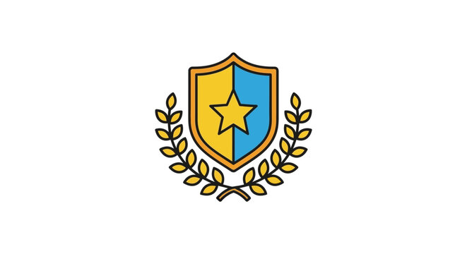 Shield with star and laurel wreath.