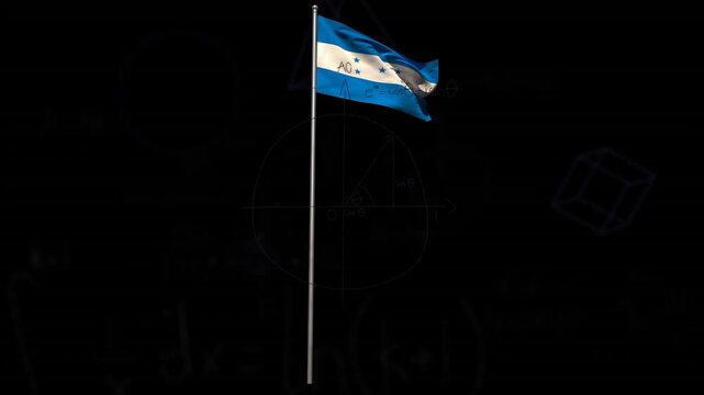Animation of waving honduras against black background with copy space