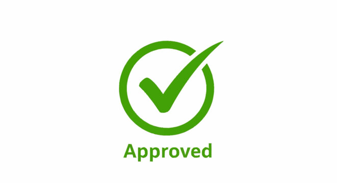 Green approved checkmark logo symbol.