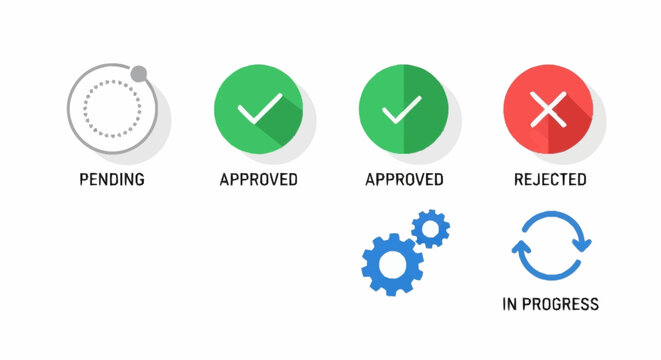 A graphic illustration of workflow status icons.