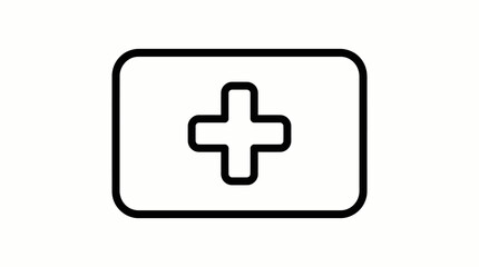 Obraz premium Medical First Aid Kit Symbol with a Cross in a Rectangle, Isolated White Background.