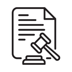 Fototapeta premium Legal document with gavel and sounding block in a linear design