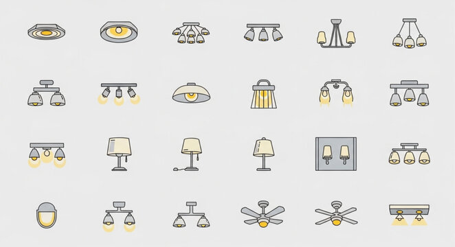 Diverse Lighting Fixtures - A Collection of Ceiling and Table Lamps.