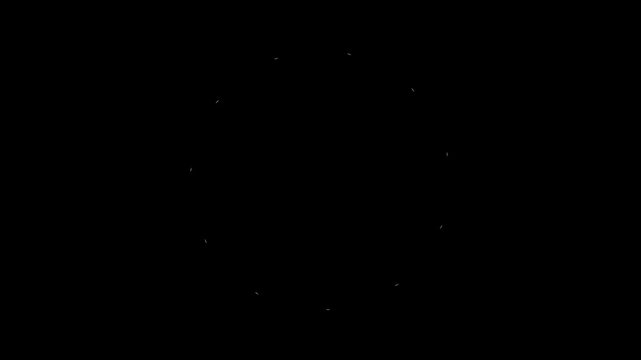 Circles burst fireworks explosion line shape blast, animation with circle burst motion graphics. fireworks effect and transparent on black screen background. 4k