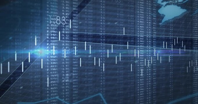 Opening grid scanning, map emerging and candlesticks rising, numbers updating showing market trends