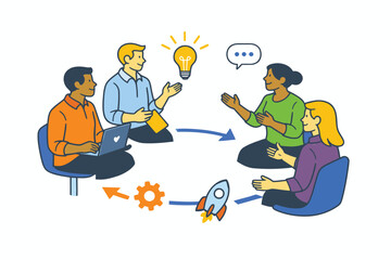 Fototapeta premium Team collaboration and brainstorming leading to project launch