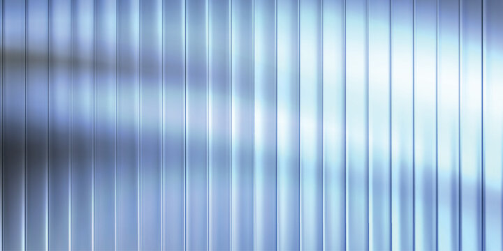 Blue metallic abstract vertical stripes background, glossy glass panels, cool gradient tech wallpaper banner