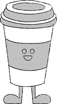 Cute hand drawn coffee cup character illustration