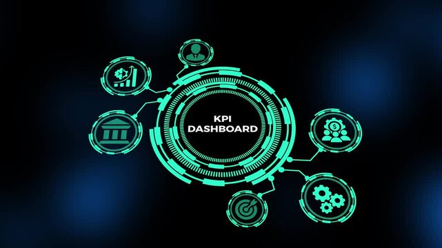 KPI dashboard concept showing key performance indicators tracking system, business analytics interface, and corporate metrics visualization.