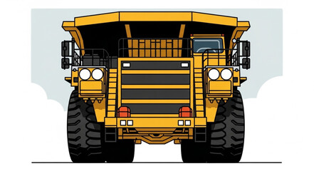 Front View of a Yellow Mining Dump Truck Illustration. © arjuna davin