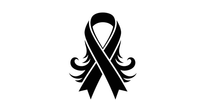 Black awareness ribbon symbol icon.