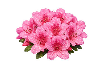 Fototapeta premium Pink rhododendron flowers blooming with fresh dew drops