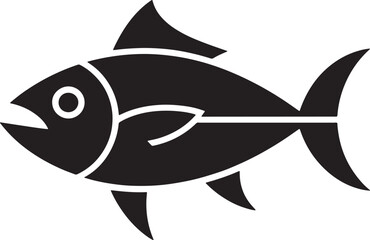 Fototapeta premium Simple fish icon with white outline on transparent background