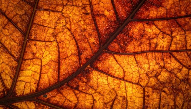 Close-up of decaying leaf showing intricate veins, on a fall day, good for textures