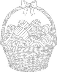 Obraz premium Easter basket filled with decorated eggs and candy