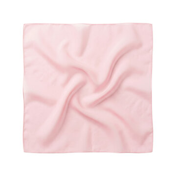 Blank pink silk scarf top view isolated. Fabric mockup.