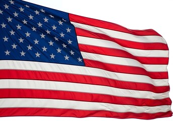 Obraz premium An american flag waving in the wind against a plain background