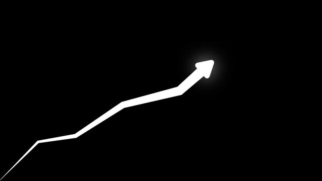 Animated arrow growth up and down icon on background Market Recovery Concept. Successful growth trend blue line graph going Up .Abstract neon line arrow down business graph icon 4k video animation.
