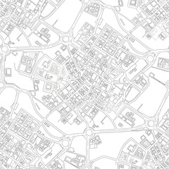 Naklejka premium Detailed architectural sketch of a complex urban street network and building footprints