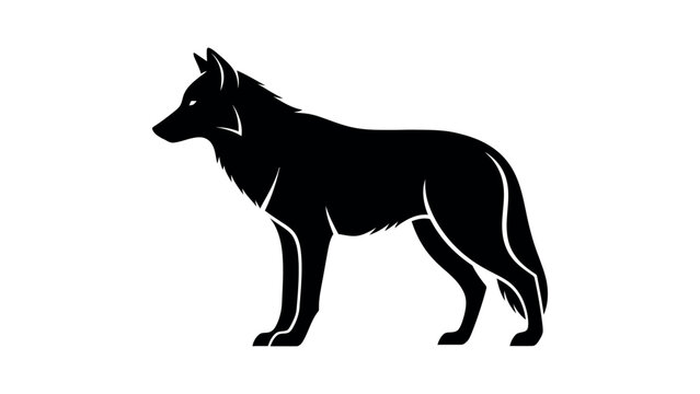 Black wolf standing profile silhouette