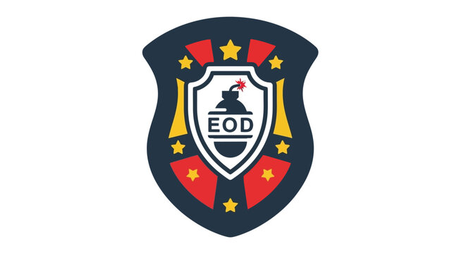 EOD police badge with shield logo.