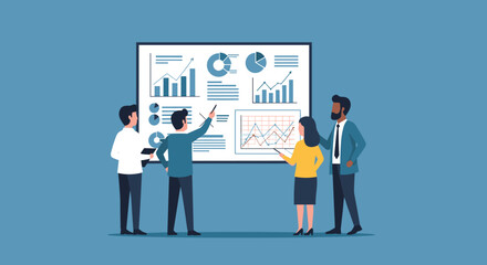 Flat minimalist illustration of corporate finance teamwork b © efek