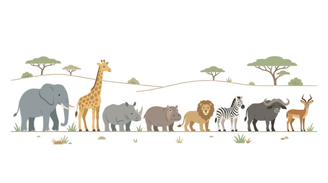 African Safari Animals Collection: Elephant, Giraffe, Rhino, Hippo, Lion, Zebra, Buffalo, Antelope