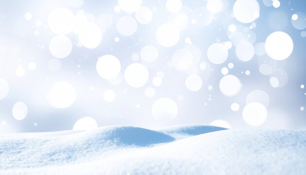 Snowy Landscape with Bokeh Lights.