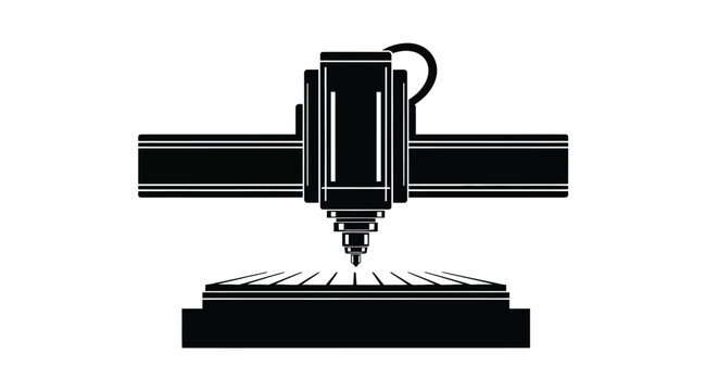 Black and white illustration of a cnc milling machine tool