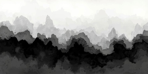 A serene morning panorama of the misty Alps peaks at sunrise, featuring a blue mountain landscape where fog and clouds drift over the forest valley and snowy silhouettes © Asad Shehbaz 2.0