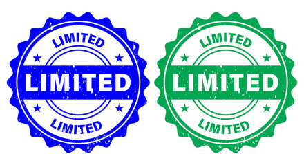 Obraz premium Limited Word Blue Rubber Stamp Badge with Vintage Grunge Style. set of premium quality labels