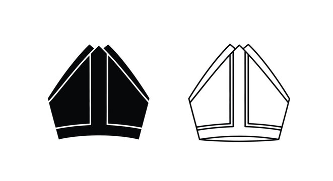 Two variations of a mitre a traditional bishop s headdress in black and white