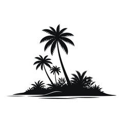 Fototapeta premium Tropical Island Palm Trees Silhouette Summer Beach Vector