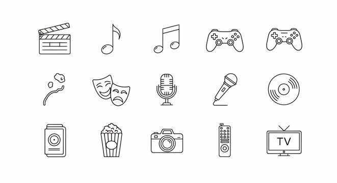 Collection of media and entertainment icons.